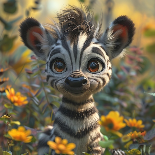 Baby cute little zebra cartoon image