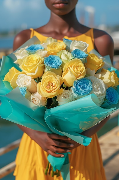 Beautiful decorated bouquet of roses