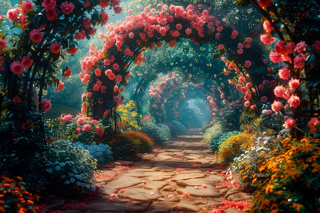 Digital art of flower landscape painting