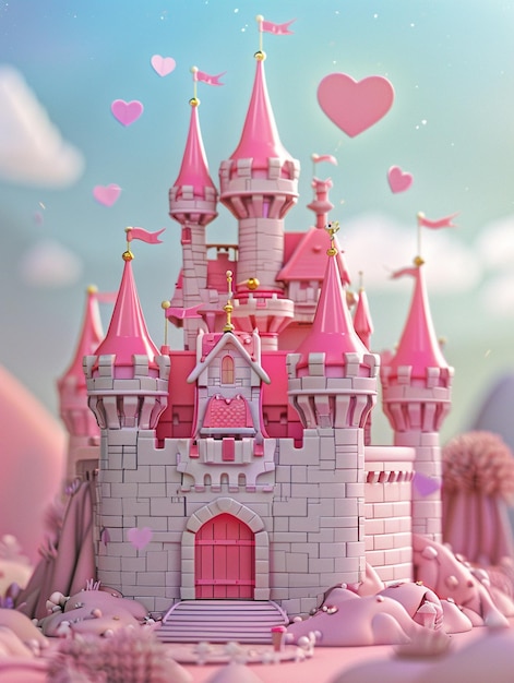 Fantasy cartoon style Castle in vibrant colors