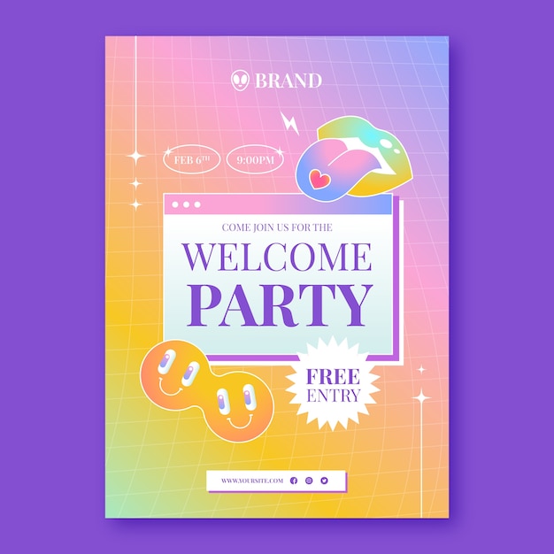 Gradient welcome party poster template