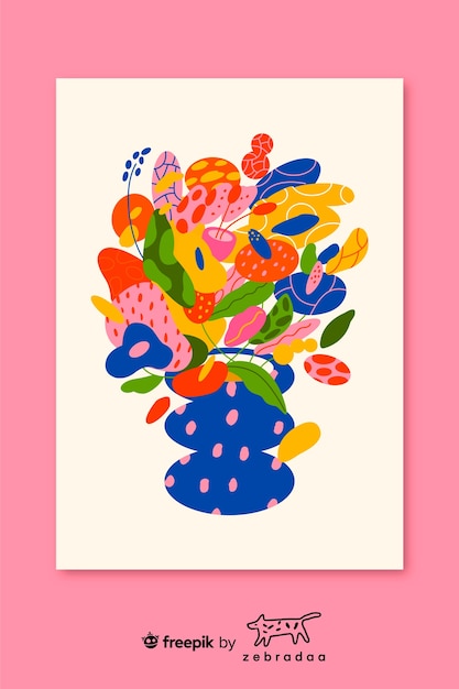 Illustration of abstract vase with flowers