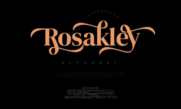 Rosakley premium luxury elegant alphabet letters and numbers Elegant wedding typography classic