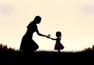 mom and daughter silhouettes