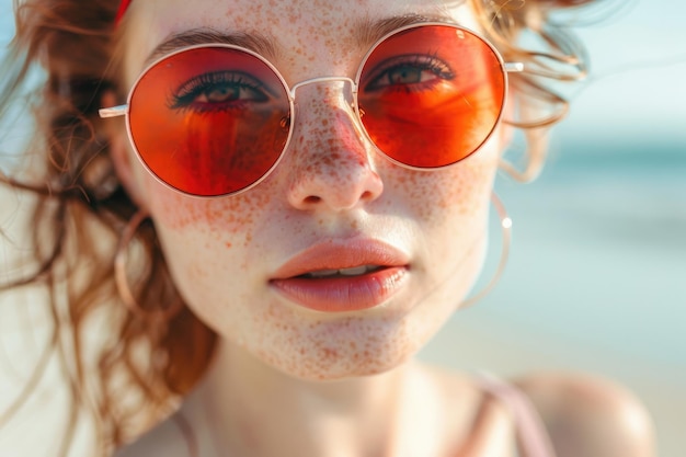 Sunburn Face Woman Beautiful Caucasian Female with Bright Red Sunburn Expression